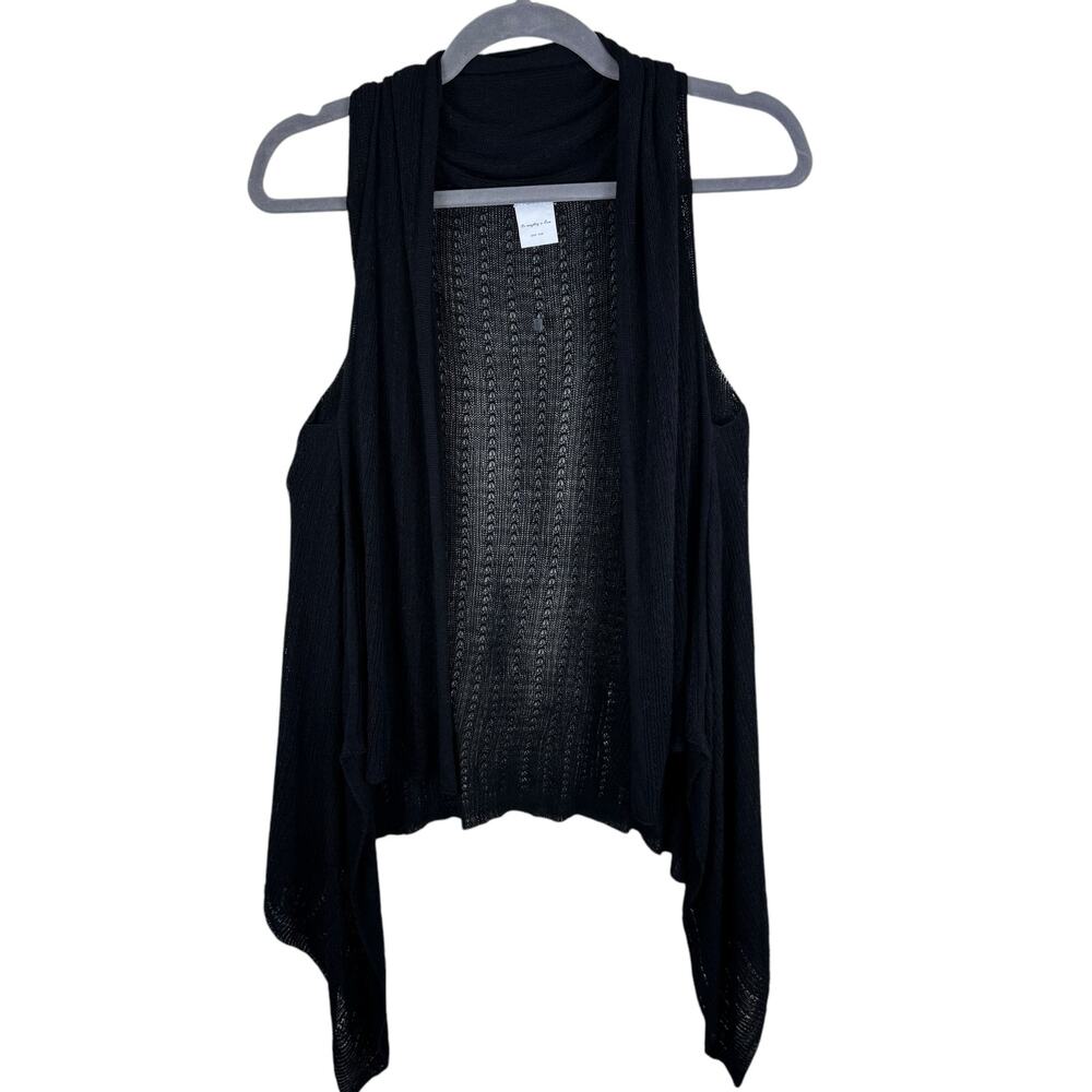 Do Everything‎ In Love Black Open Knit Stretchy Lightweight Open Vest Size OS